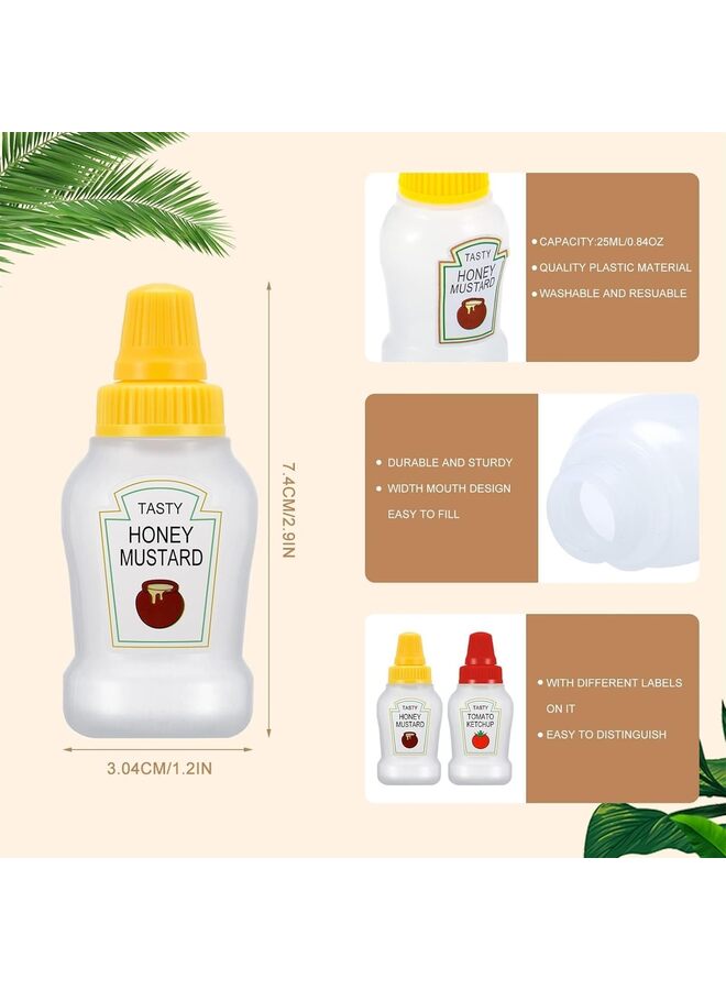 LAMAY 4pcs Mini Ketchup Bottles with Sturdy Screw Cap,25ml Mini Condiment Squeeze Bottles Portable Honey Sauce Salad Dressing Dispensers Jars Containers for Kids Adults (Size : 4pcs) - Image 2